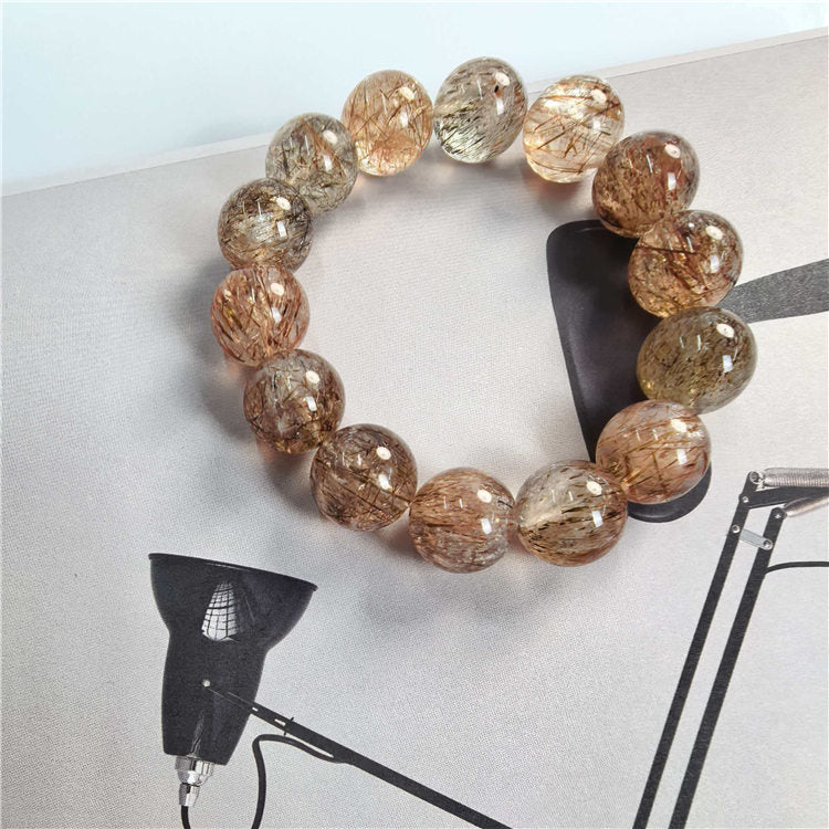 Black & Gold Super Seven Crystal Beaded Bracelet