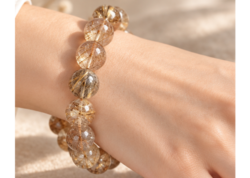 Black & Gold Super Seven Crystal Beaded Bracelet