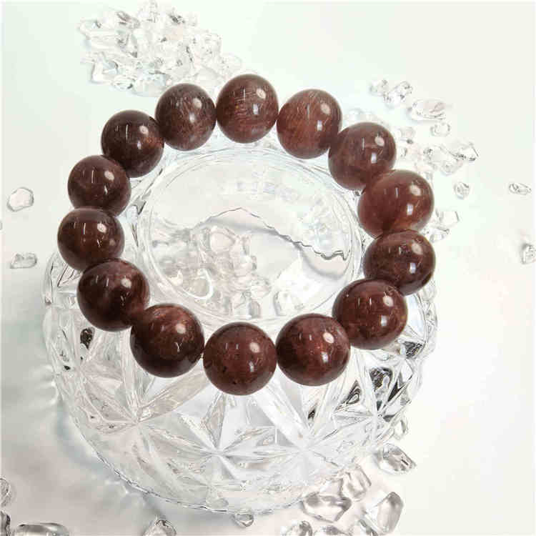 Black & Gold Skeletal Sunstone Beaded Bracelet