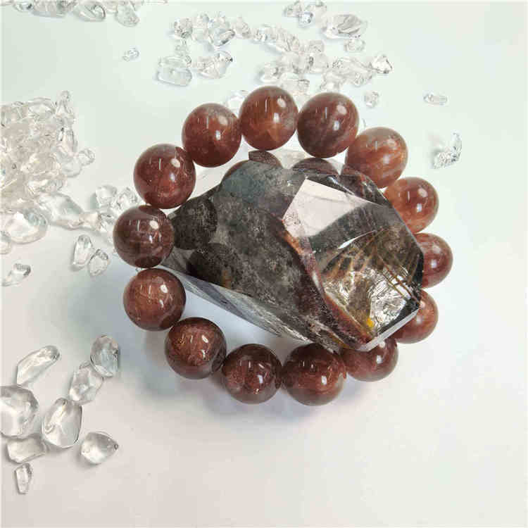 Black & Gold Skeletal Sunstone Beaded Bracelet